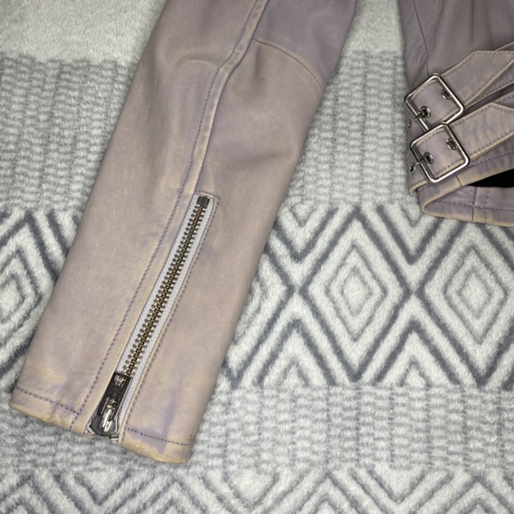 IRO Ashville Cropped Leather Jacket in Light Purple Size 40 - Picture 9 of 16